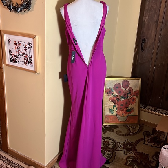 LULUS sz XL Stunned By You Mermaid Maxi Dress Rhinestone Deep VNeck Stretch NEW - Picture 13 of 16